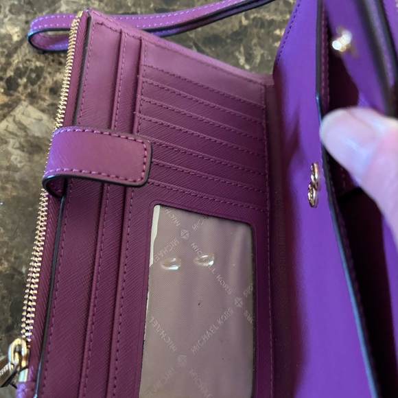 Michael Kors Vibrant Purple Double Zip Wristlet Clutch - Picture 4 of 5